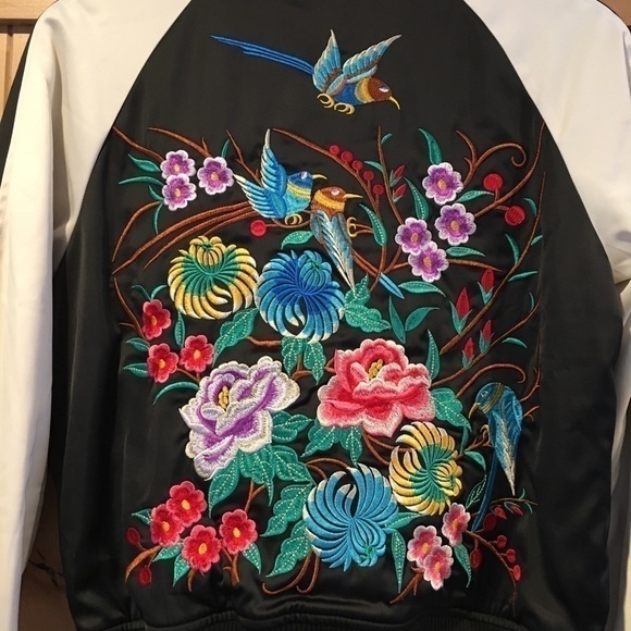 TRUE RELIGION Embroidered Satin Bomber Jacket Size XS - Picture 8 of 13